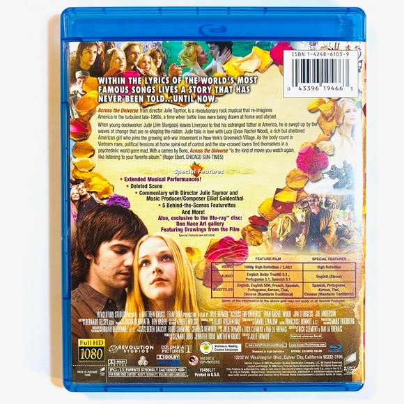 🦋 Across the Universe Blu-ray Movie Jim Sturgess Evan Wood UPC 043396194663 - Picture 3 of 3